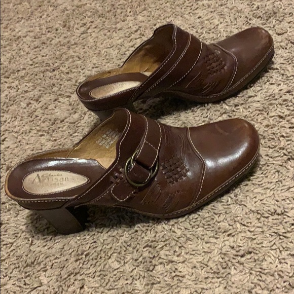 Clark’s Artisan Sz 8M leather mules heels clogs - Picture 4 of 8